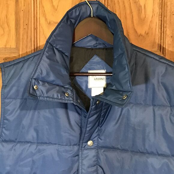 Haband Quilted Nylon Puffer Vest Men's 2XL Blue Hook & Loop Pockets Snap Front - Picture 5 of 10